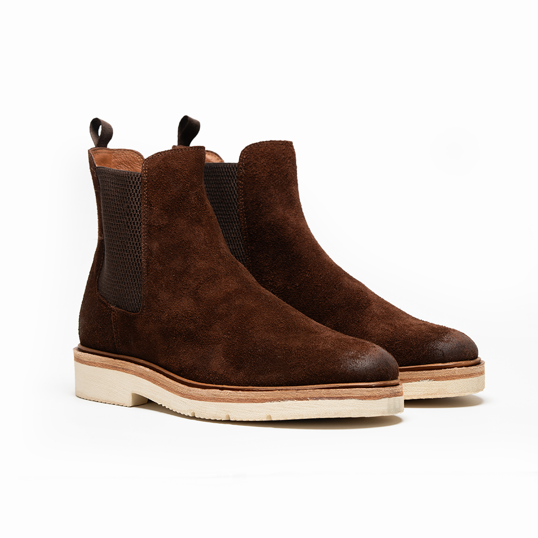 6-R / GAMUZA CAFE SUELA BLANCA